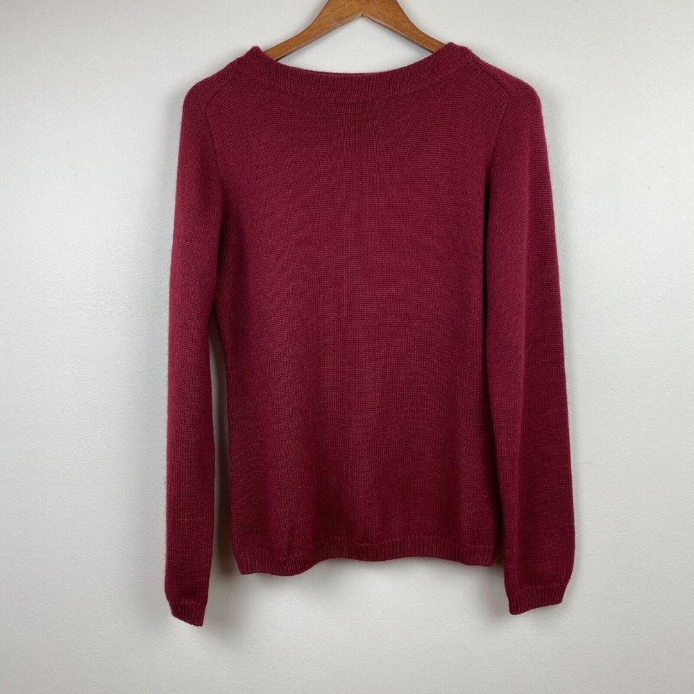The J. Peterman Company Sweater Mens M Maroon 100% Merino Wool Knit Long Sleeve‎